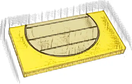 Tile 2 x 4 with Tan Partial Circle with Dark Tan Lines Pattern (Super Mario Roy Stomach)