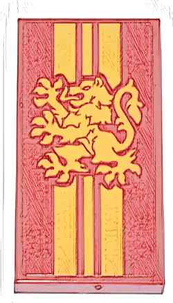 Tile 2 x 4 with Bright Light Orange Stripes and Gryffindor Emblem Pattern (Sticker) - Set 76437