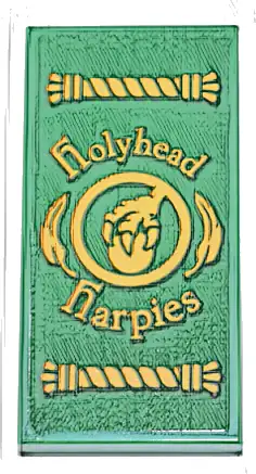 Tile 2 x 4 with Bright Light Orange Ropes, Feathers, Circle Emblem with Bird Claw and 'Holyhead Harpies' Pattern (Sticker) - Set 76437