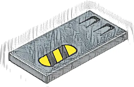 Tile 2 x 4 with Black and Yellow Danger Stripes in Oval and Bent Lines Pattern (Sticker) - Set 77073