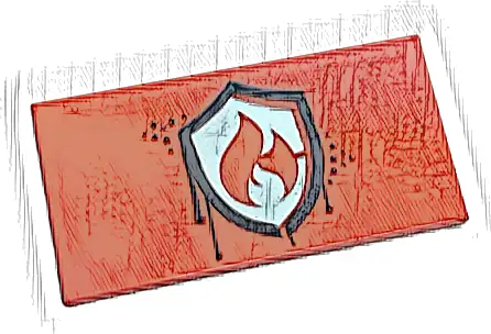 Tile 2 x 4 with Lopsided Silver Fire Logo Badge with Black Border Dripping Paint Pattern