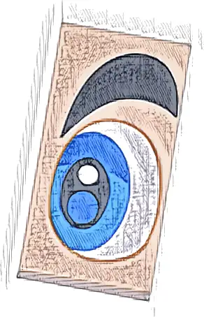 Tile 2 x 4 with White, Blue and Dark Azure Eye and Thick Black Eyebrow Pattern Model Left Side (Super Mario Eye)