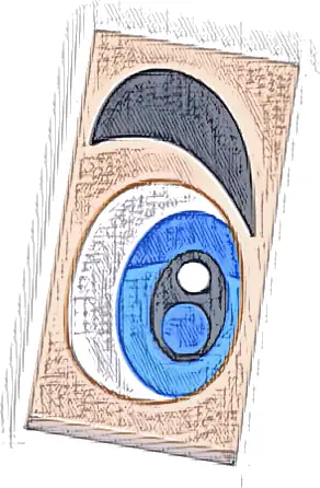 Tile 2 x 4 with White, Blue and Dark Azure Eye and Thick Black Eyebrow Pattern Model Right Side (Super Mario Eye)