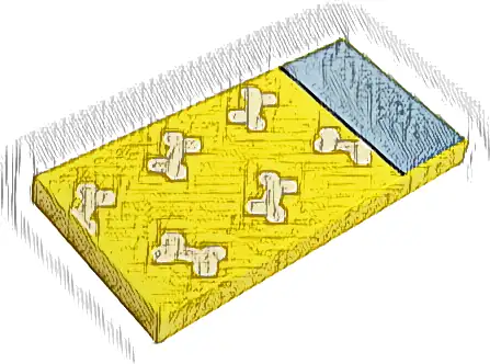 Tile 2 x 4 with Blanket with 6 White Dog Bones, Bright Light Blue Bedsheet Pattern