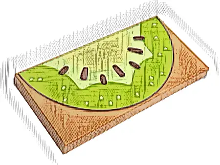 Tile 2 x 4 with Lime Kiwi Fruit Slice with Dark Brown Seeds Pattern