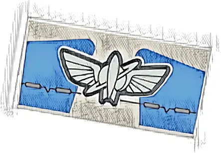 Tile 2 x 4 with Light Aqua Star Command Logo, Blue Panels and Circuitry Pattern