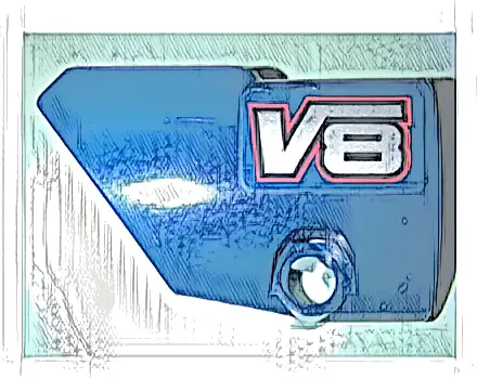 Technic, Panel Fairing # 1 Small Smooth Short, Side A with 'V8' Pattern (Sticker) - Set 41999