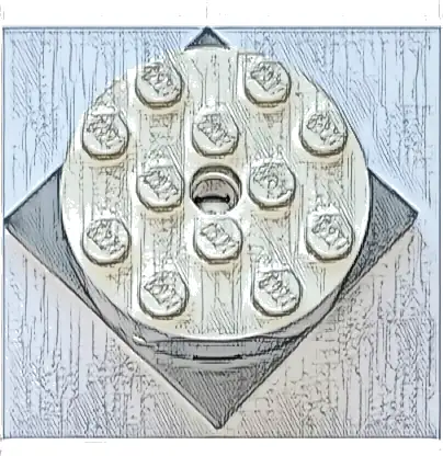 Turntable 4 x 4 x 1 1/3 with Light Bluish Gray Square Base, Locking (87081 / 61485)