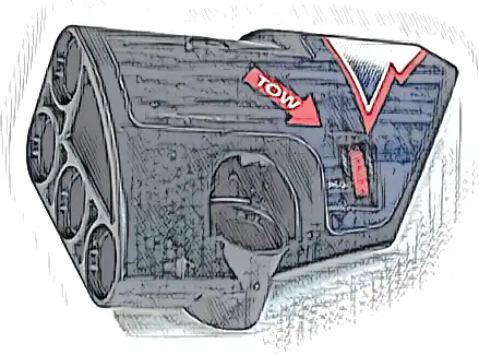 Technic, Panel Fairing # 2 Small Smooth Short, Side B with White 'TOW' on Red Arrow, Red and White Lightning Stripes Pattern (Sticker) - Set 42109