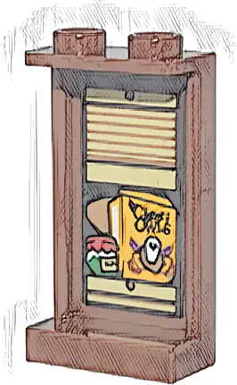 Panel 1 x 2 x 3 with Side Supports - Hollow Studs with Tan Kitchen Cupboard and Box of Bright Light Orange 'Cheeri OWLS' Pattern (Sticker) - Set 76437