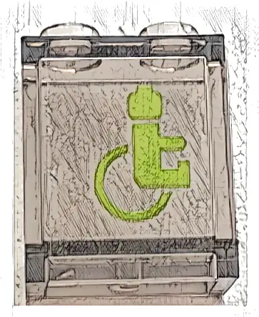 Panel 1 x 2 x 2 with Side Supports - Hollow Studs with Lime Minifigure in Wheelchair Pattern (Sticker) - Set 60337