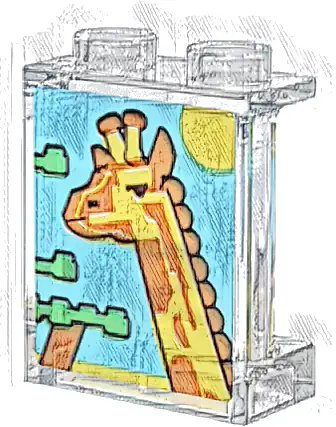 Panel 1 x 2 x 2 with Side Supports - Hollow Studs with Giraffe, Sun, and Leaves Pattern (Sticker) - Set 31147