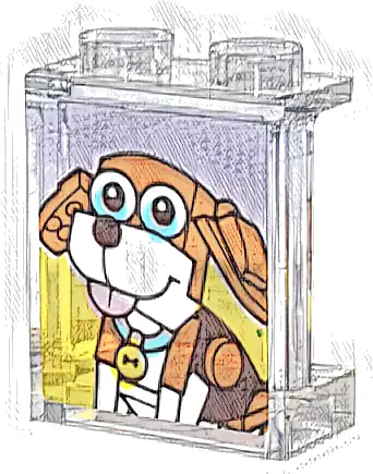 Panel 1 x 2 x 2 with Side Supports - Hollow Studs with Reddish Brown and White Dog with Collar Pattern (Sticker) - Set 31147