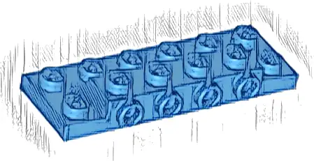 Plate, Modified 2 x 6 x 2/3 with 4 Studs on Side