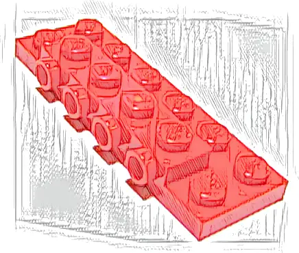 Plate, Modified 2 x 6 x 2/3 with 4 Studs on Side
