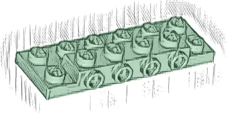 Plate, Modified 2 x 6 x 2/3 with 4 Studs on Side