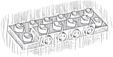 Plate, Modified 2 x 6 x 2/3 with 4 Studs on Side