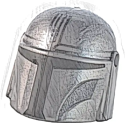 Minifigure, Headgear Helmet with Holes, SW Mandalorian with Silver Lines and Cheek Indents and Black Visor Pattern