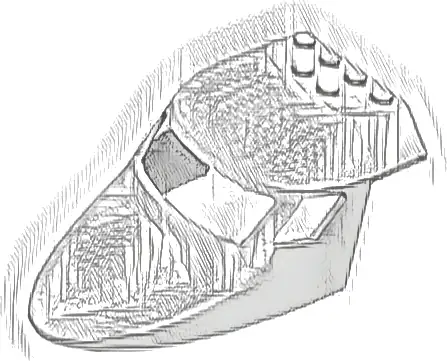 Aircraft Fuselage Forward Top Curved 6 x 10 x 4 with 3 Window Panes