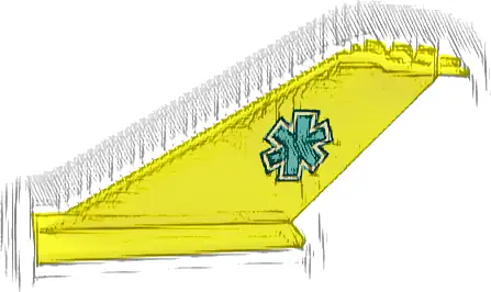 Tail 12 x 2 x 5 with Dark Turquoise EMT Star of Life Pattern on Both Sides