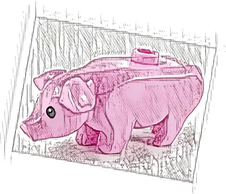 Pig with Black Eyes and White Pupils Pattern