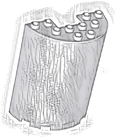 Cylinder Half 3 x 6 x 6 with 1 x 2 Cutout