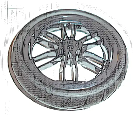 Wheel 75mm D. x 17mm Motorcycle with Black Tire 94.3mm D. Motorcycle Racing Tread Narrow (88517 / 67140)