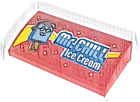 Slope, Curved 2 x 4 x 2/3 with Bottom Tubes with 'Mr.CHILL Ice Cream' Pattern (Sticker) - Set 60253