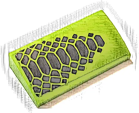 Slope, Curved 2 x 4 x 2/3 with Bottom Tubes with Black Scales Pattern Model Left Side (Sticker) - Set 60415
