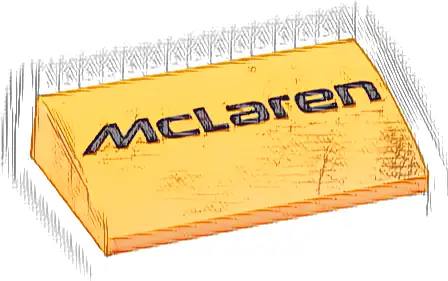 Slope, Curved 2 x 4 x 2/3 with Bottom Tubes with Black 'McLaren' Pattern