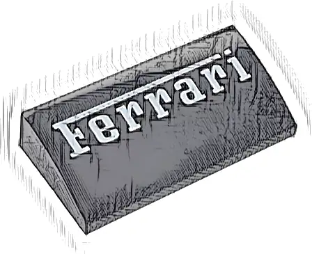 Slope, Curved 2 x 4 x 2/3 with Bottom Tubes with White 'Ferrari' Pattern