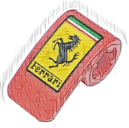 Technic, Panel Curved 2 x 1 x 1 with Ferrari Logo, Black Horse on Yellow Rectangle Pattern