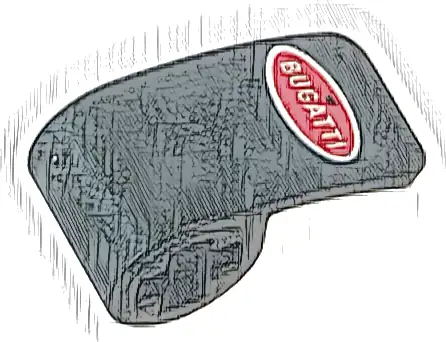 Technic, Panel Curved 2 x 1 x 1 with Red and White Oval Bugatti Logo Pattern