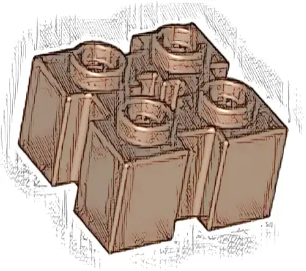 Brick, Modified 2 x 2 with Channels and Axle Hole