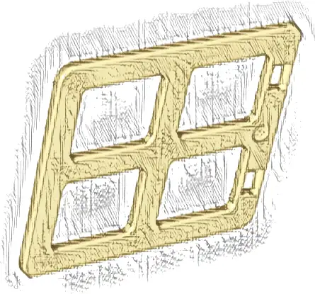 Duplo Door / Window Pane 1 x 4 x 3 with 4 Same Size Panes Square Corners