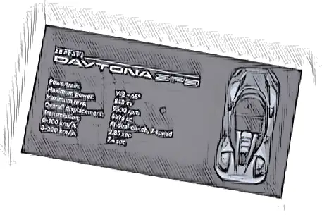 Tile 8 x 16 with Bottom Tubes, Textured Surface with Ferrari Daytona SP3 Pattern