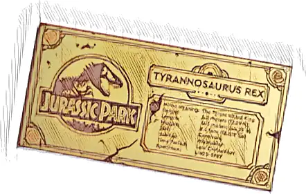 Tile 8 x 16 with Bottom Tubes, Textured Surface with Gold Jurassic Park Tyrannosaurus rex Pattern