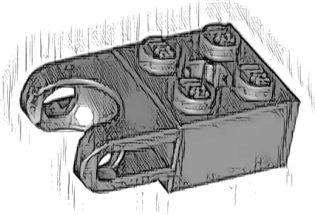 Technic, Brick Modified 2 x 2 with Ball Socket and Axle Hole - Straight Forks with Round Ends and Open Sides