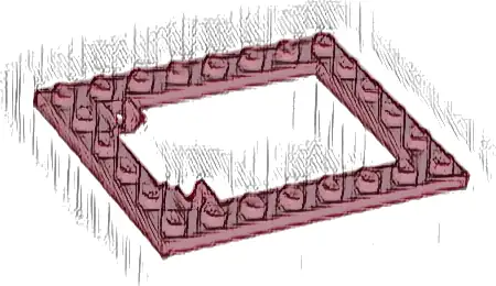 Plate, Modified 6 x 8 Trap Door Frame Horizontal (Long Pin Holders)