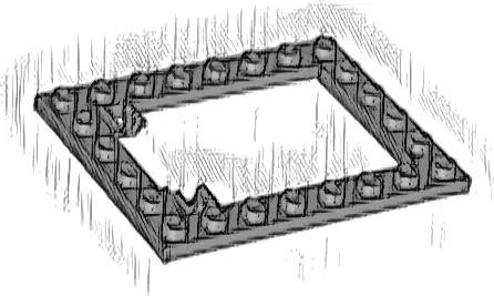 Plate, Modified 6 x 8 Trap Door Frame Horizontal (Long Pin Holders)