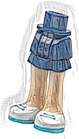 Mini Doll Hips and Skirt Layered, Light Nougat Legs, and White Shoes with Medium Azure Laces and Soles Pattern - Thick Hinge