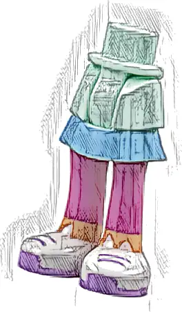 Część LEGO® 92250c00pb33 Mini lalka, biodra i spódnica warstwowa z formowanymi nogami w kolorze magenta i nadrukowaną warstwą w jaskrawo jasnoniebieskim, jasnobrązowe kostki, białe buty, średnio lawendowe sznurówki i podeszwy (wzór) - gruby zawias