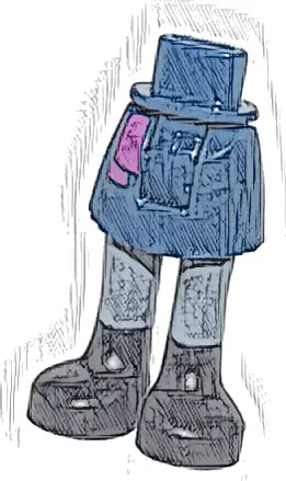 Mini Doll Hips and Skirt, Magenta Scarf Ends, Dark Bluish Gray Legs, and Black Boots Pattern - Thick Hinge