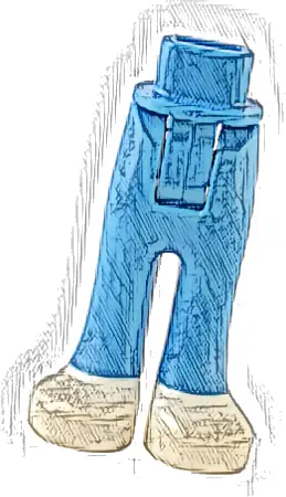 Mini Doll Hips and Trousers with Back Pockets with Molded White Shoes Pattern - Thick Hinge