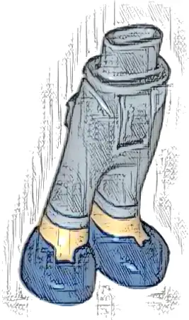 Mini Doll Hips and Trousers with Back Pockets with Medium Tan Ankles, 2 Dark Blue Stripes on Cuff, and Shoes with Gold Buckles Pattern - Thick Hinge