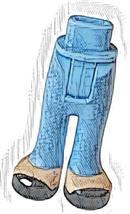 Mini Doll Hips and Trousers with Back Pockets with Light Nougat Feet and Black Shoes Pattern - Thick Hinge