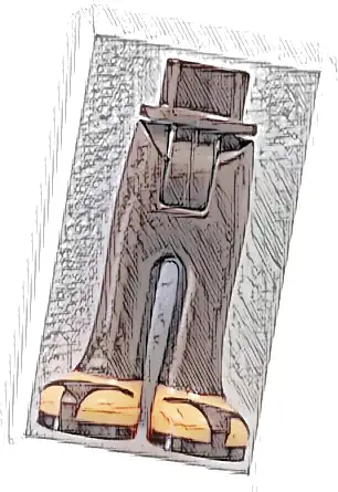 Mini Doll Hips and Trousers with Back Pockets with Molded Nougat Feet and Printed Dark Brown Sandals and Soles Pattern - Thick Hinge