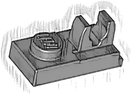 Plate, Modified 1 x 2 with Clip with Center Cut on Top