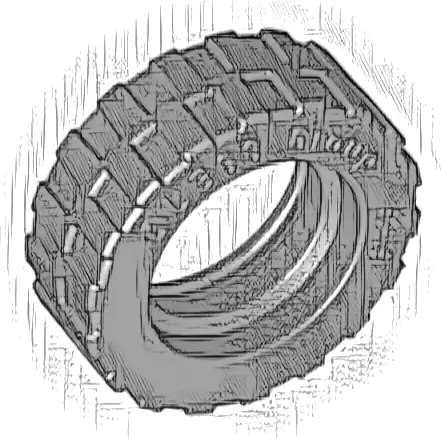 Tire 17.5mm D. x 6mm with Shallow Staggered Treads - Band Around Center of Tread