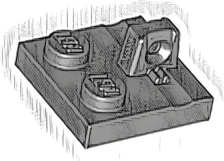 Hinge Plate 2 x 2 Locking with 1 Finger on Top
